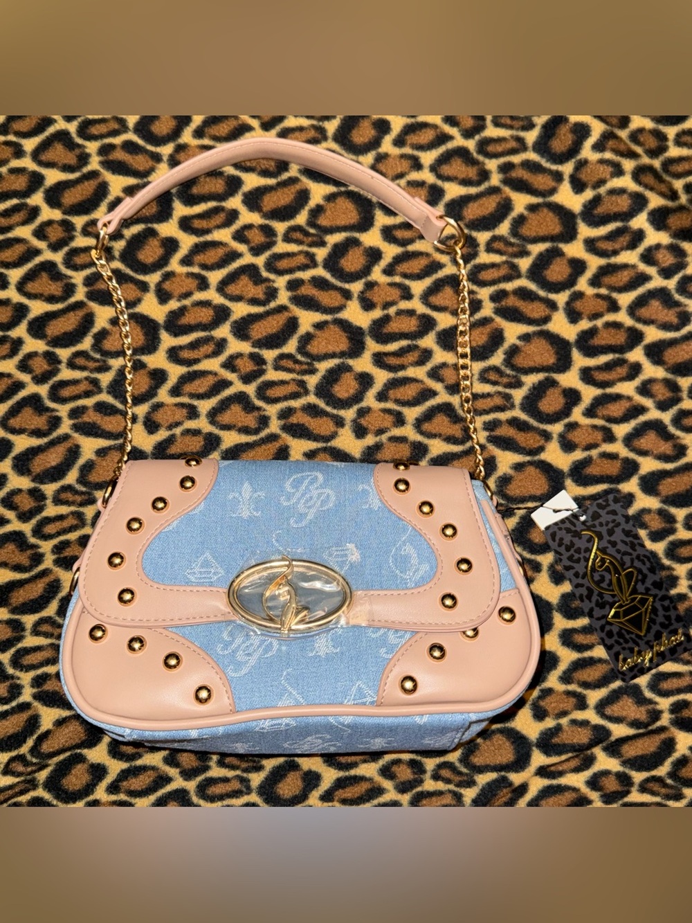NWT Baby Phat Denim & Tan Monogram Shoulder Bag